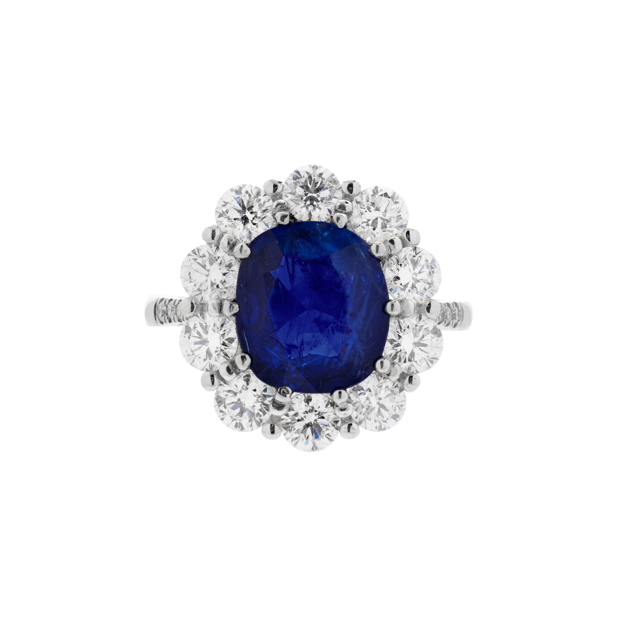 White Gold, 3.76ct Burmese Royal Blue Sapphire and Diamond Ring — view 1