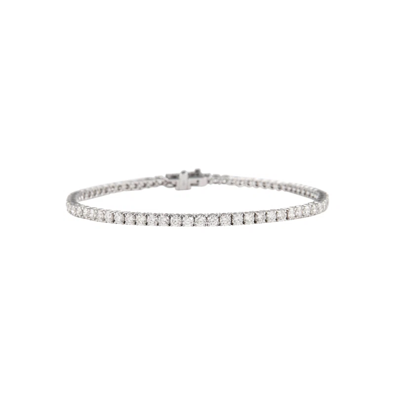 White Gold and 3.95ctw Round Brilliant Cut Diamond Tennis Bracelet 
