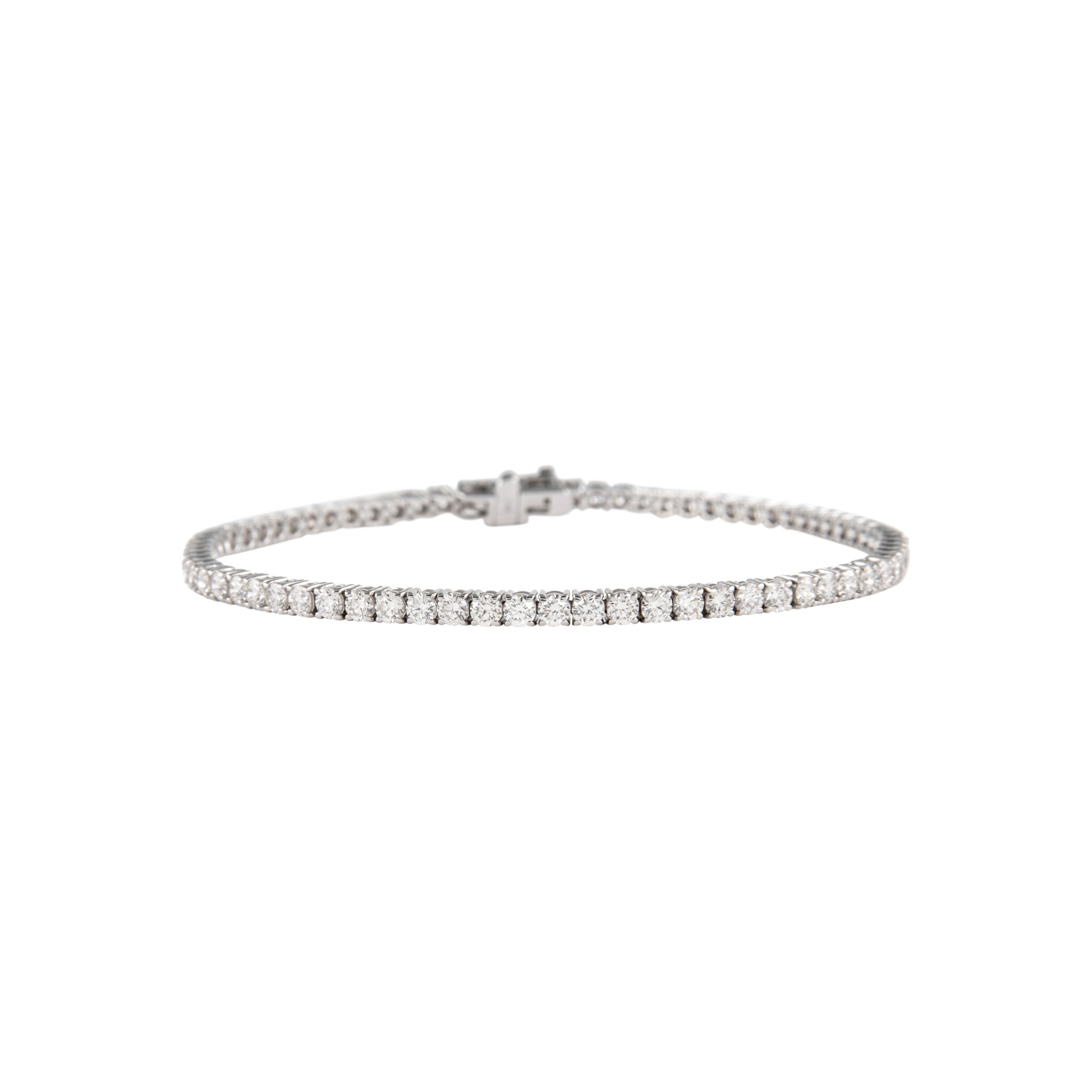 White Gold and 3.95ctw Round Brilliant Cut Diamond Tennis Bracelet  — view 1