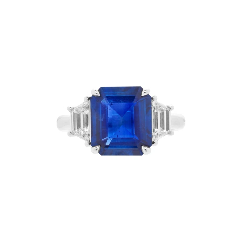 Platinum, 4.61ct Ceylon Sapphire and Diamond Ring