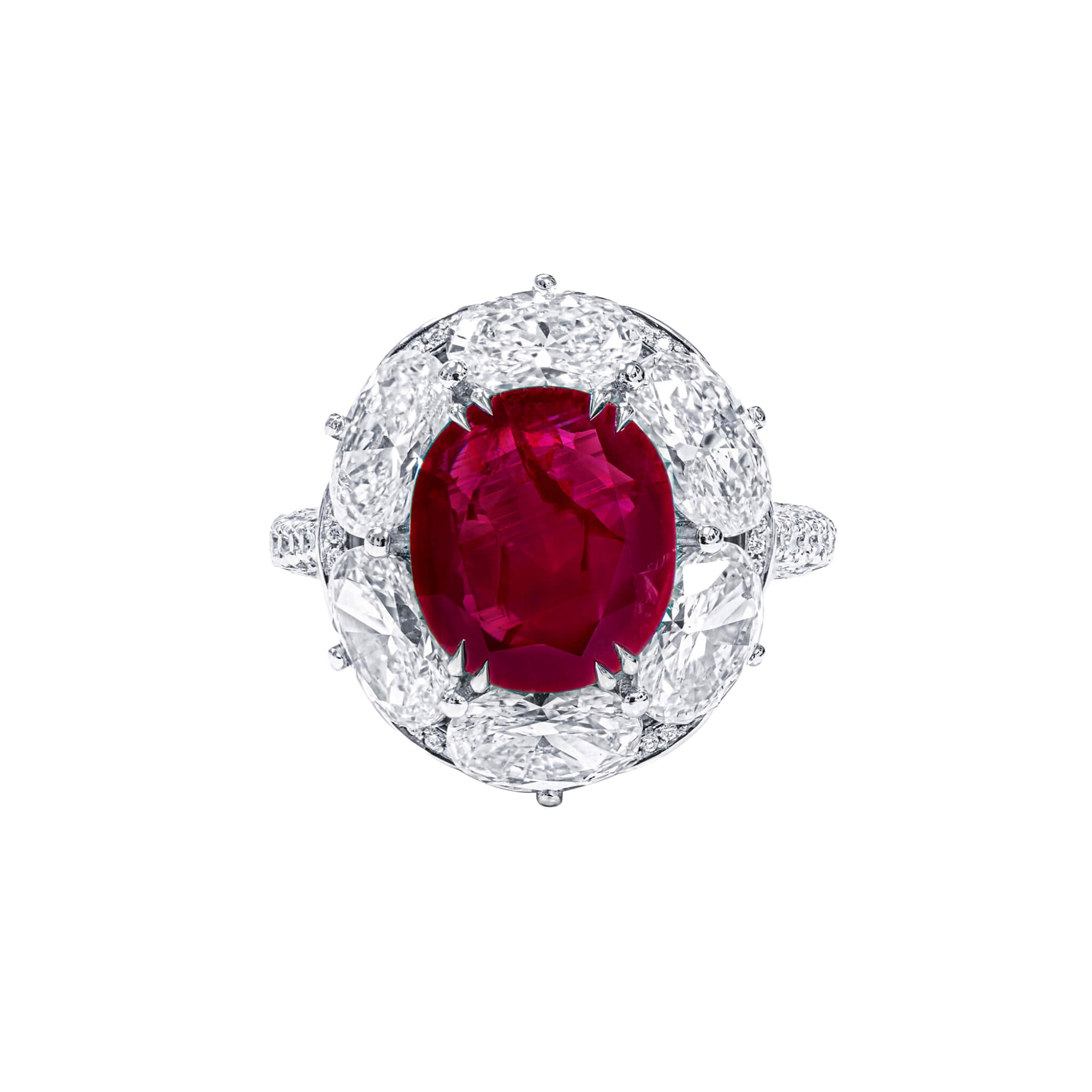 White Gold, 4.02ct Burmese Ruby and Diamond Ring — view 1