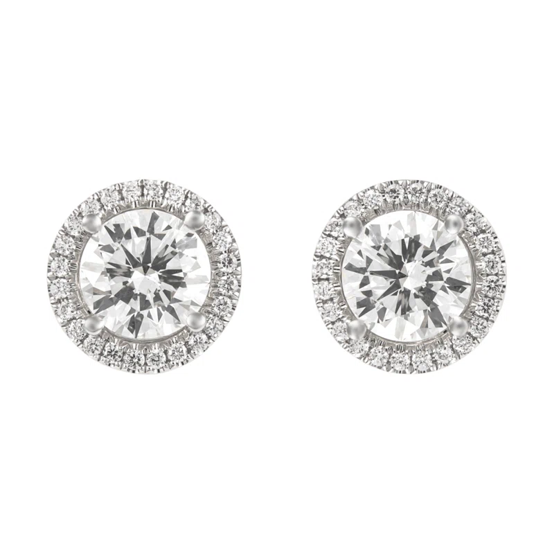 White Gold and 4.02ctw Round Brilliant Cut Diamond Stud Earrings