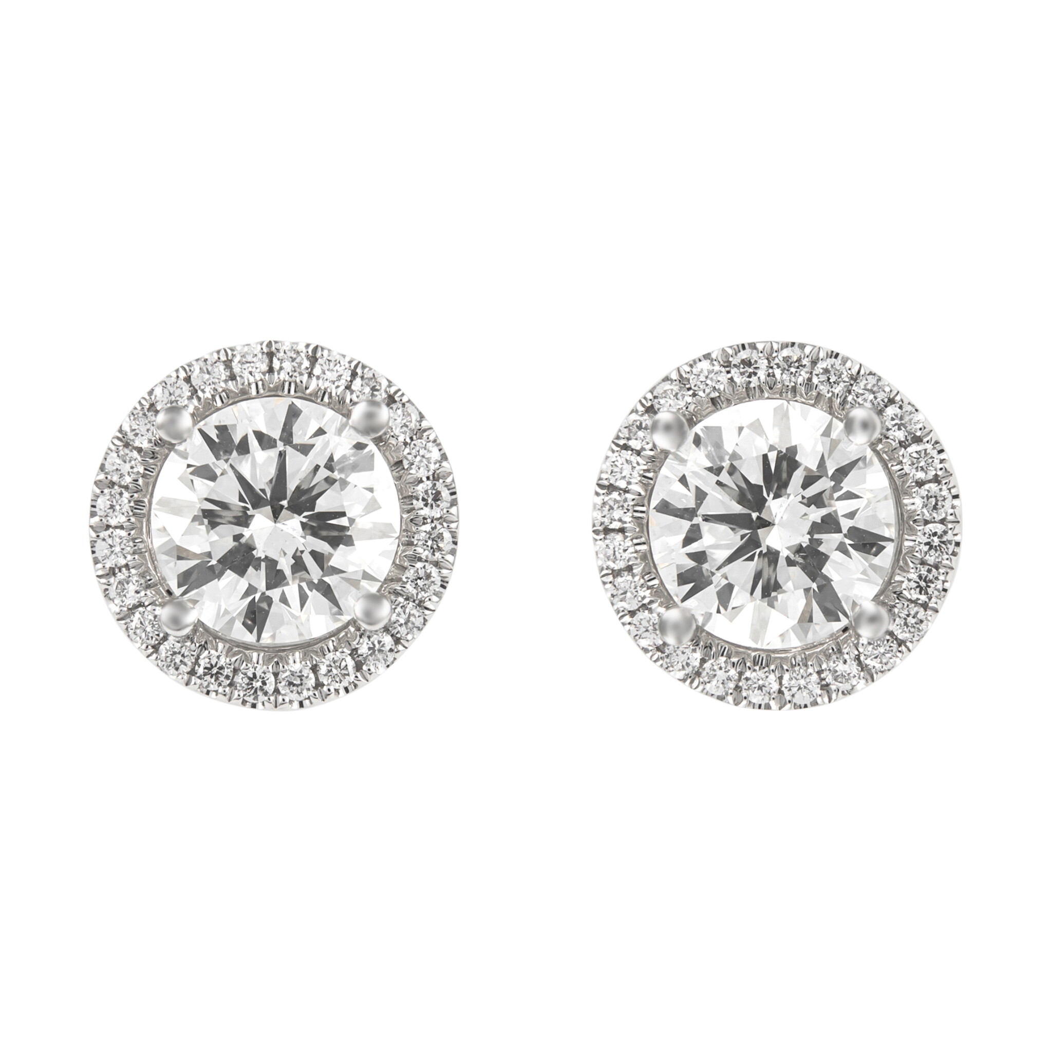 White Gold and 4.02ctw Round Brilliant Cut Diamond Stud Earrings — view 1