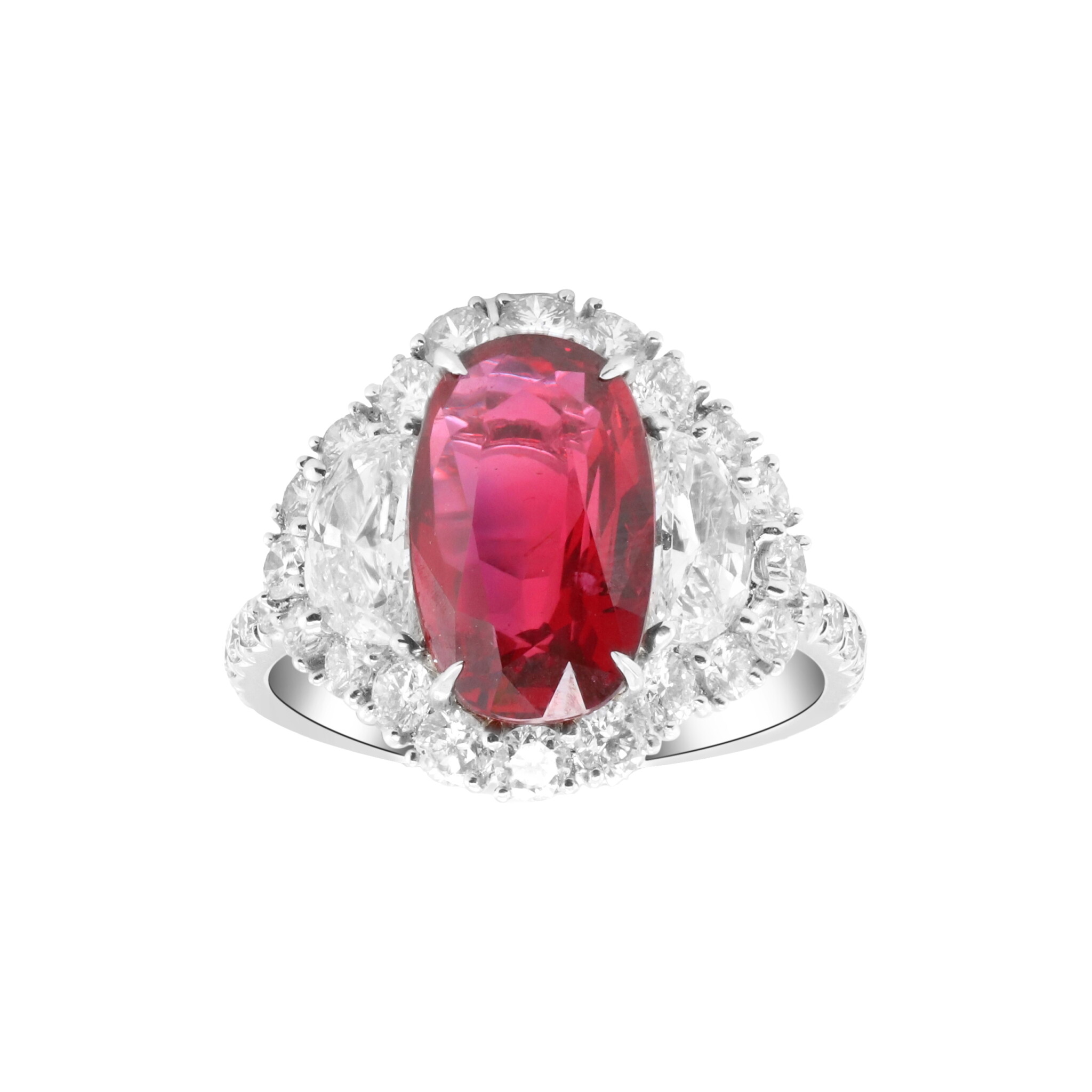 White Gold, 4.22ct Mozambique Pigeon's Blood Ruby and Diamond Ring — view 1