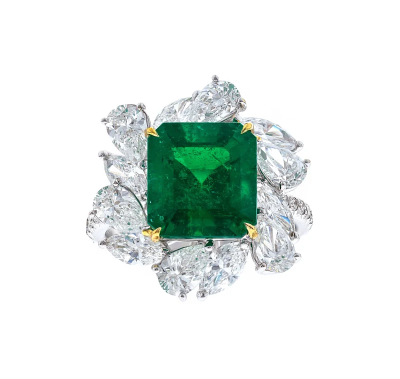White Gold, 4.25ct Colombia Emerald and Diamond Ring
