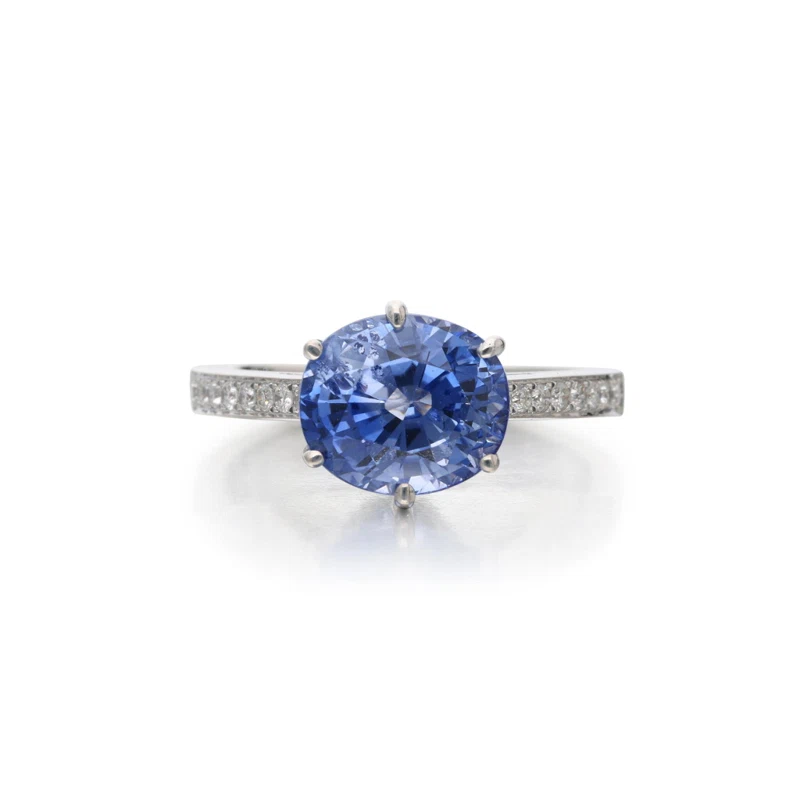 White Gold, 4.46ct Ceylon Sapphire and Diamond Ring