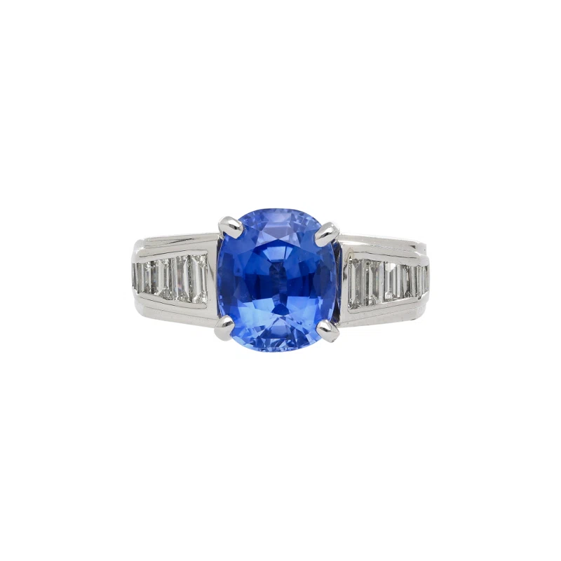 White Gold, 4.71ct Ceylon Sapphire and Diamond Ring