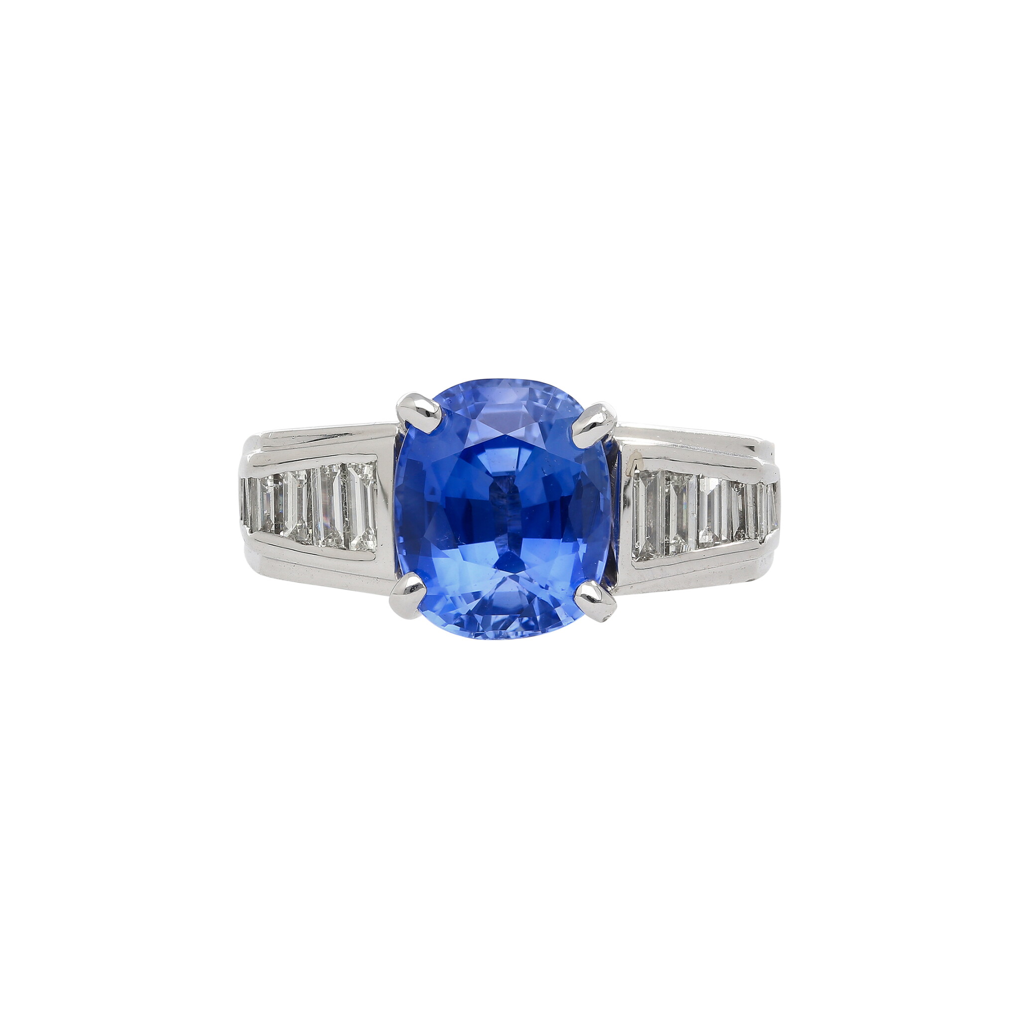 White Gold, 4.71ct Ceylon Sapphire and Diamond Ring — view 1