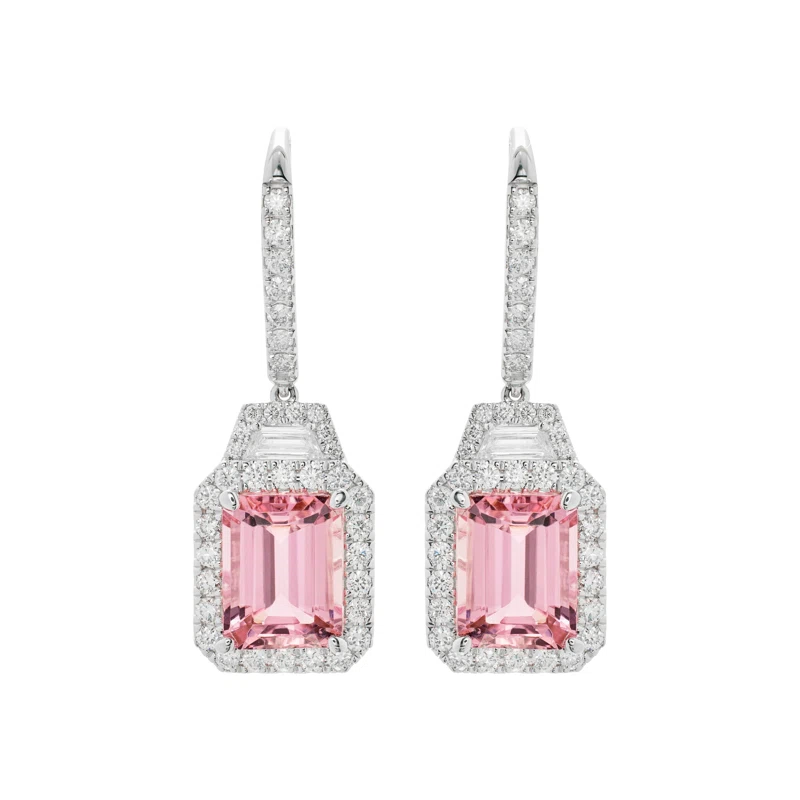White Gold, 4.80ctw Tourmaline and Diamond Drop Earrings