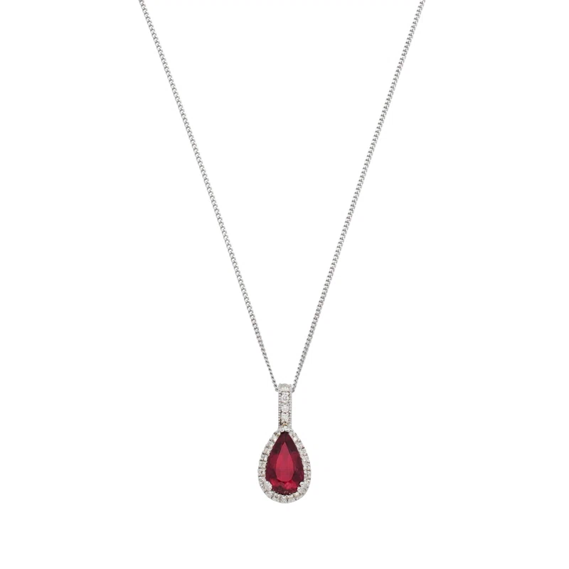White Gold, 5.55ct Rubellite Tourmaline and Diamond Pendant Necklace