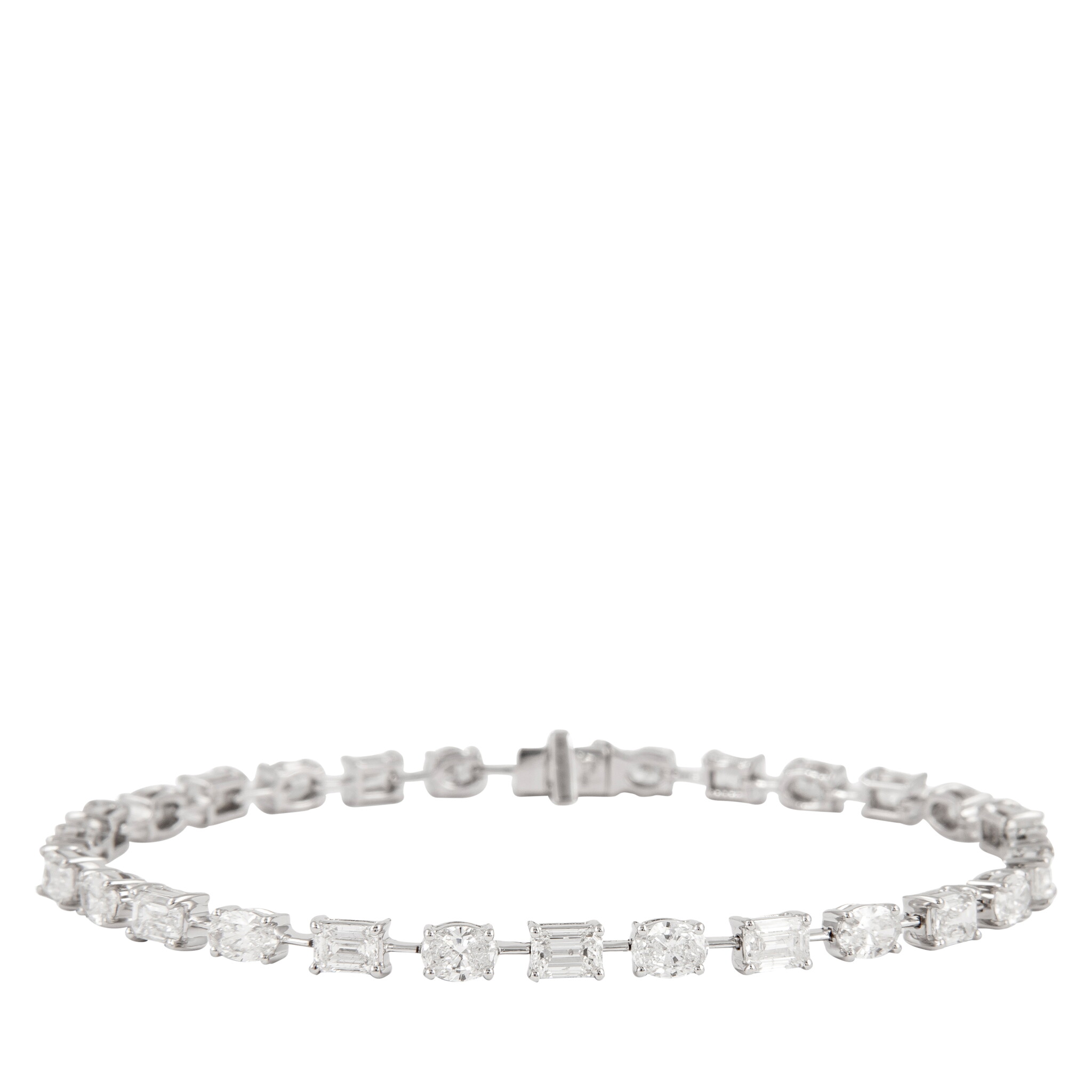 White Gold, 5.80ct Oval Cut and Emerald Cut Diamond Bracelet — view 1