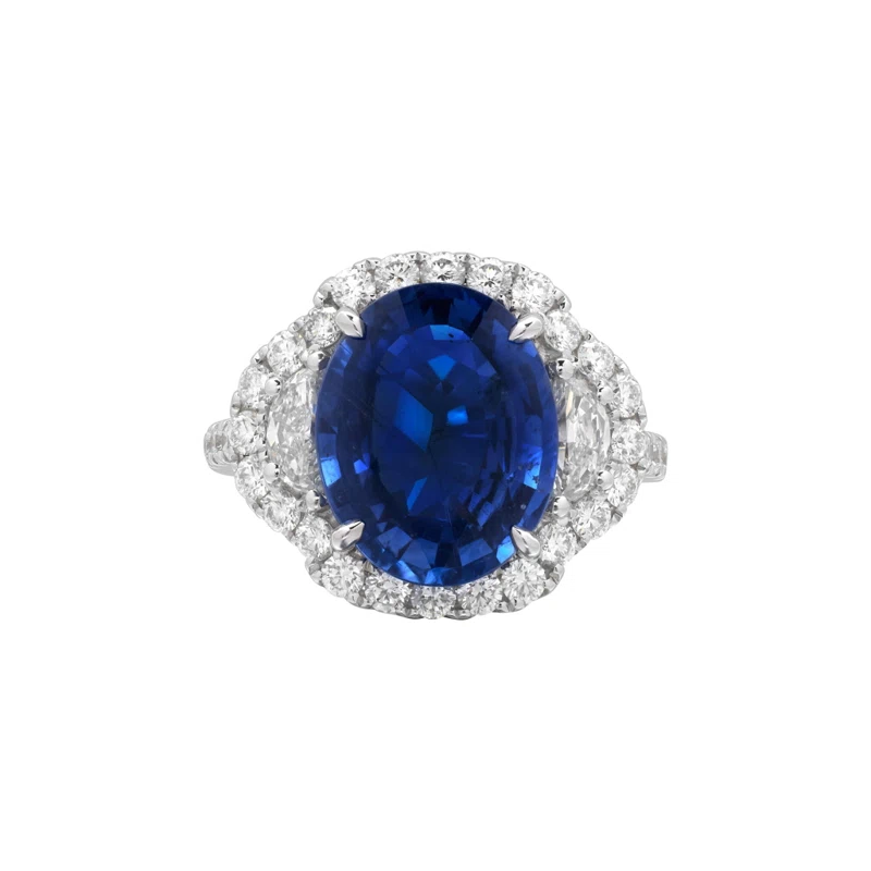 White Gold, 5.86ct Ceylon Sapphire and Diamond Ring