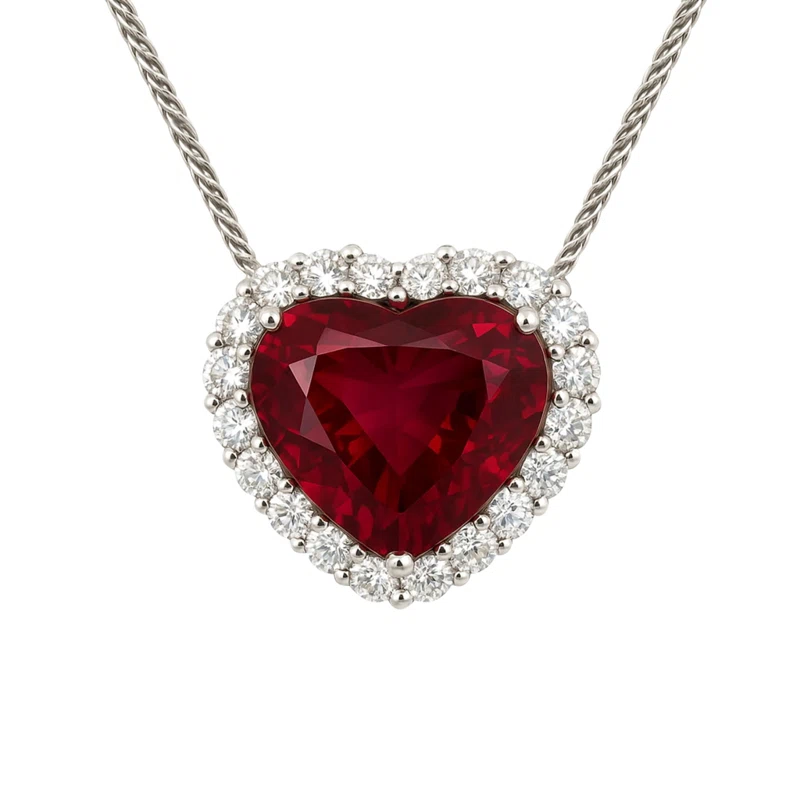 White Gold, 6.15ct Rubellite Tourmaline and Diamond Pendant Necklace