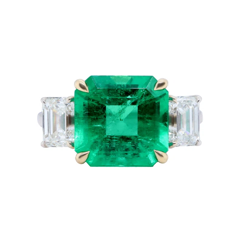 White Gold, Gold, 6.20ct Colombian Emerald and Diamond Ring