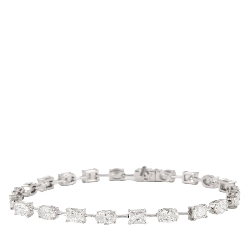 White Gold, 6.85ct Oval Cut and Emerald Cut Diamond Bracelet