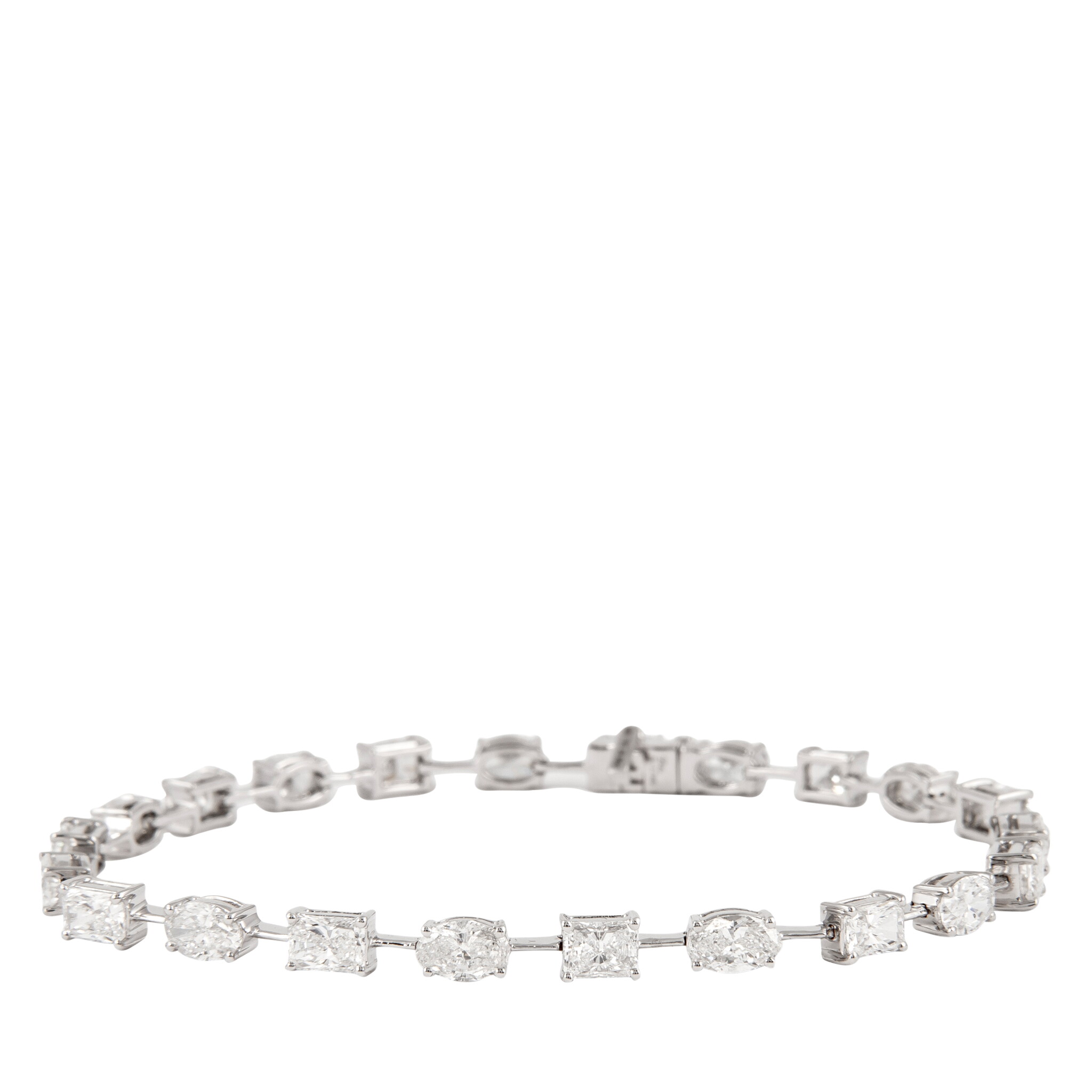White Gold, 6.85ct Oval Cut and Emerald Cut Diamond Bracelet — view 1
