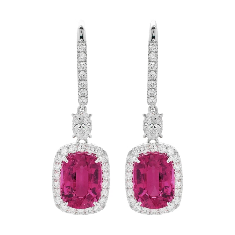 White Gold, 6.25ctw Tourmaline and Diamond Drop Earrings