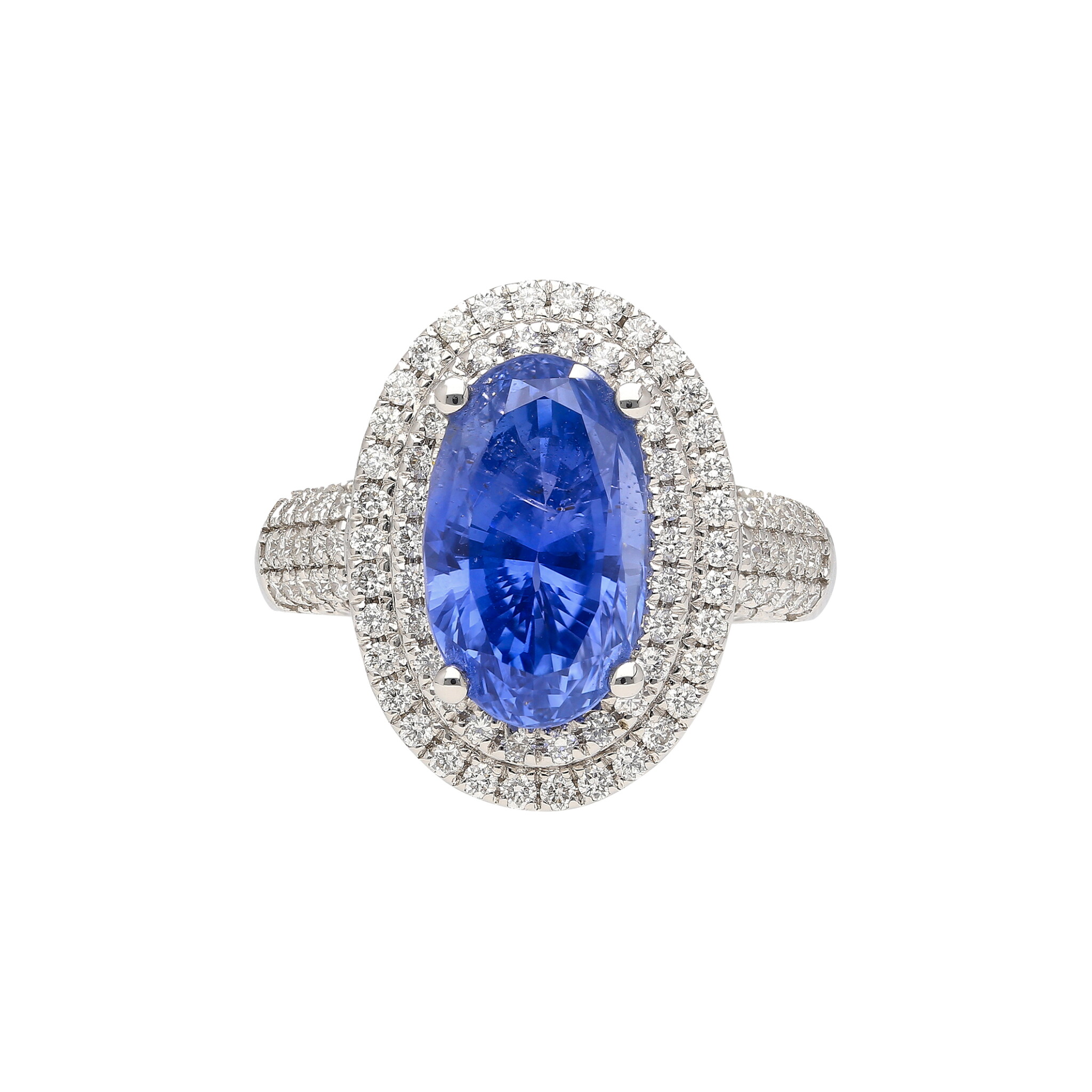 White Gold, 6.34ct Ceylon Sapphire and Diamond Ring — view 1