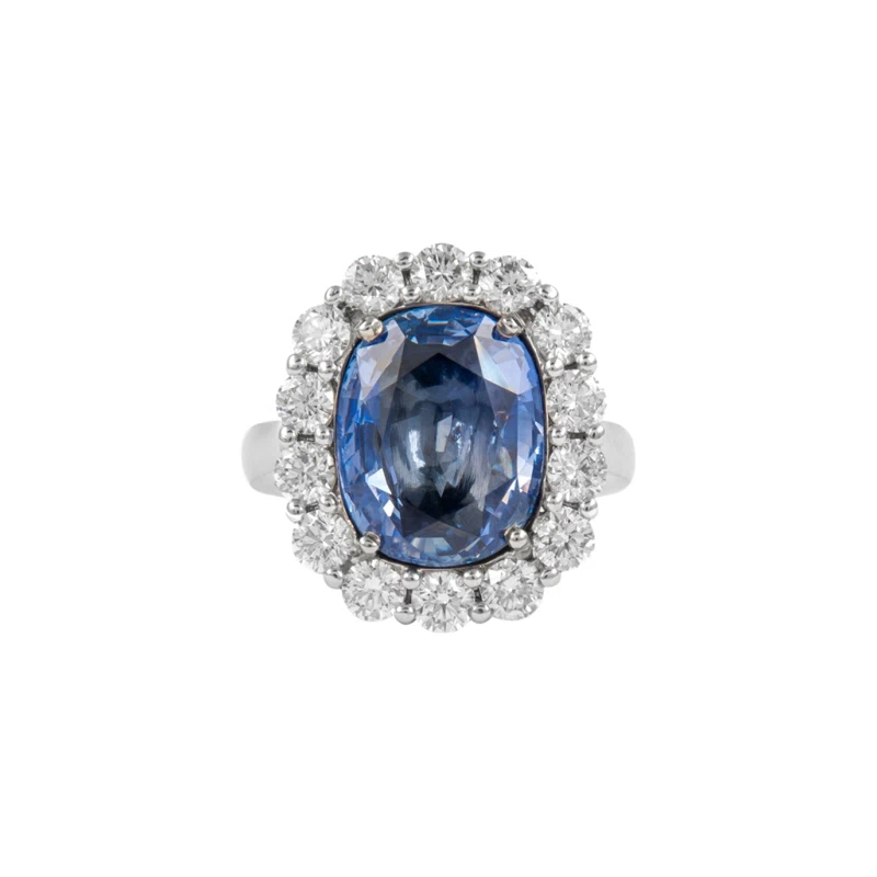 White Gold, 7.60ct Ceylon Sapphire and Diamond Ring