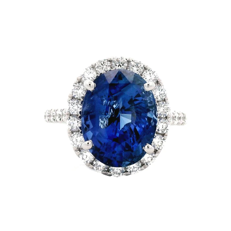 White Gold, 7.31ct Ceylon Sapphire and Diamond Ring