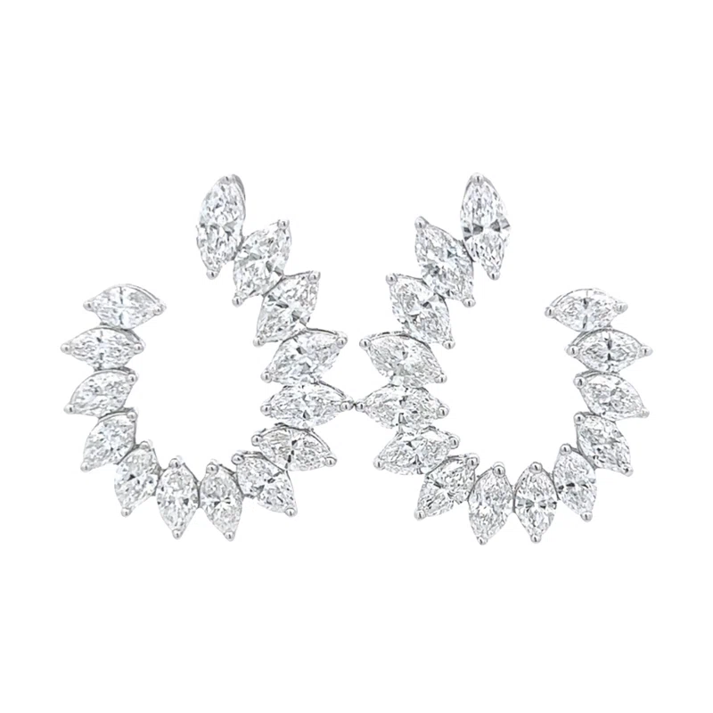 White Gold and 7.70ctw Marquise Cut Diamond Earrings