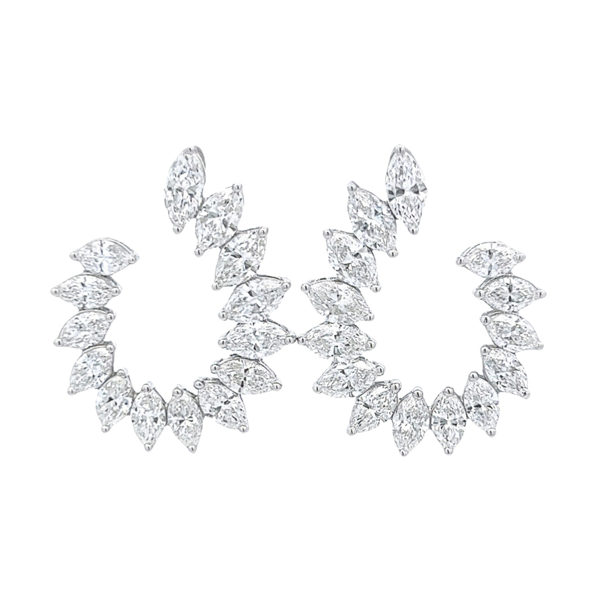 White Gold and 7.70ctw Marquise Cut Diamond Earrings — view 1