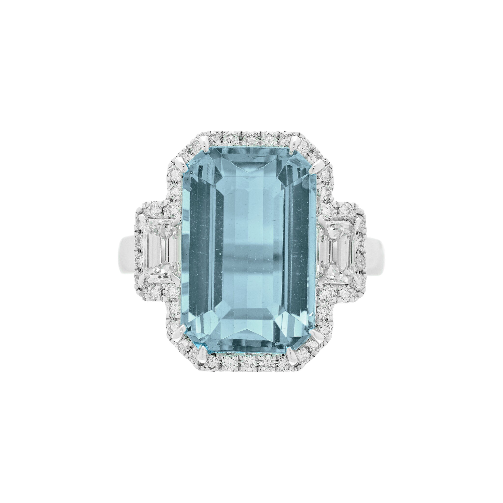 White Gold, 8.00ct Aquamarine and Diamond Ring — view 1