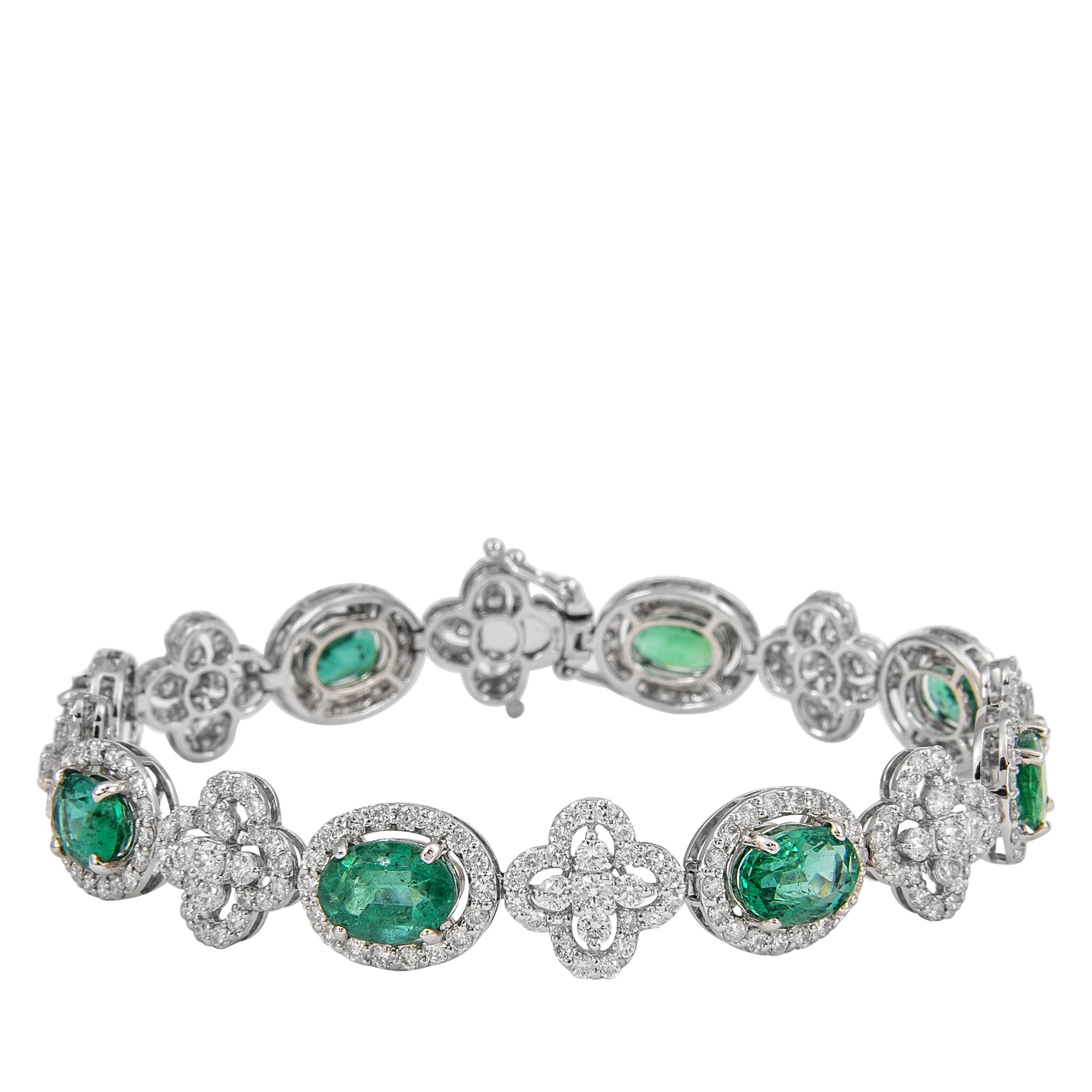 White Gold, 8.25ct Emerald and Diamond Bracelet — view 1