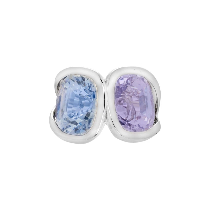 White Gold, 8.40ct Ceylon Purple Sapphire and 7.33ct Ceylon Blue Sapphire Toi et Moi Ring