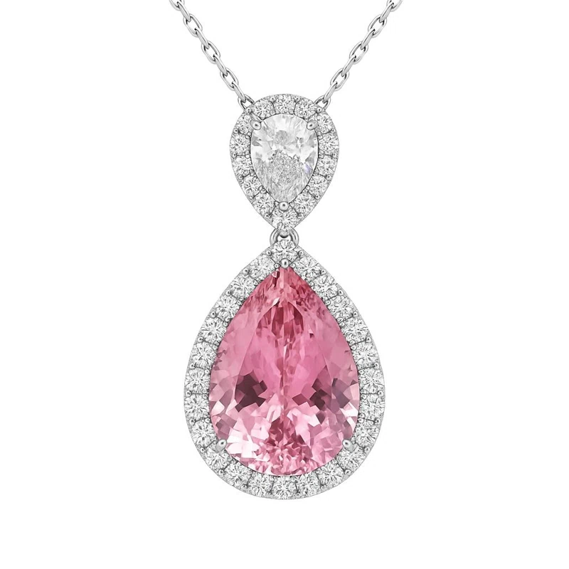 White Gold, 8.50ct Tourmaline and Diamond Pendant Necklace