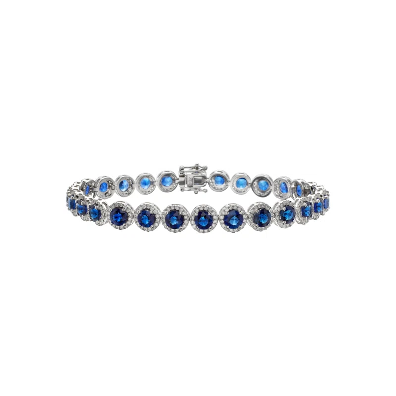 White Gold, 8.70ctw Sapphire and Diamond Tennis Bracelet