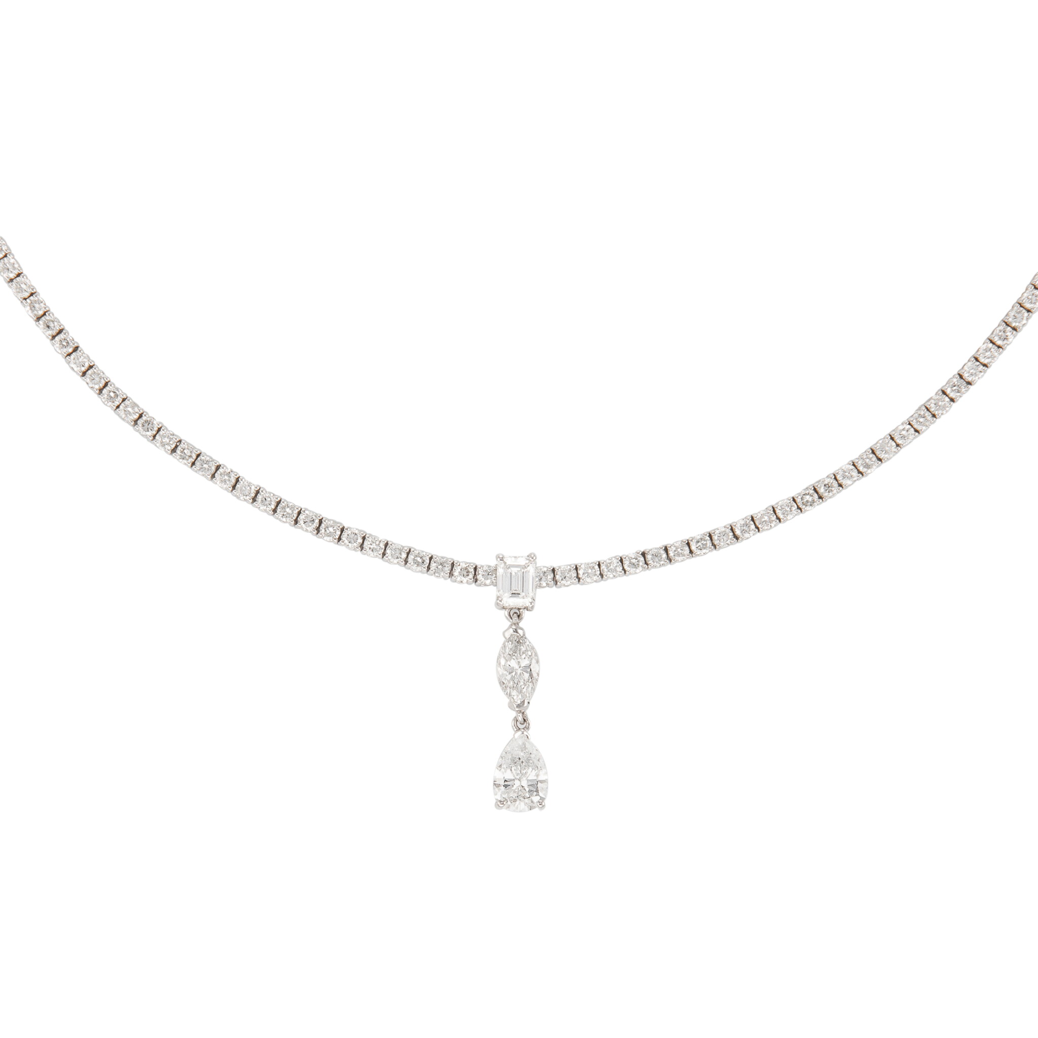 White Gold and Diamond Tennis Necklace — view 1
