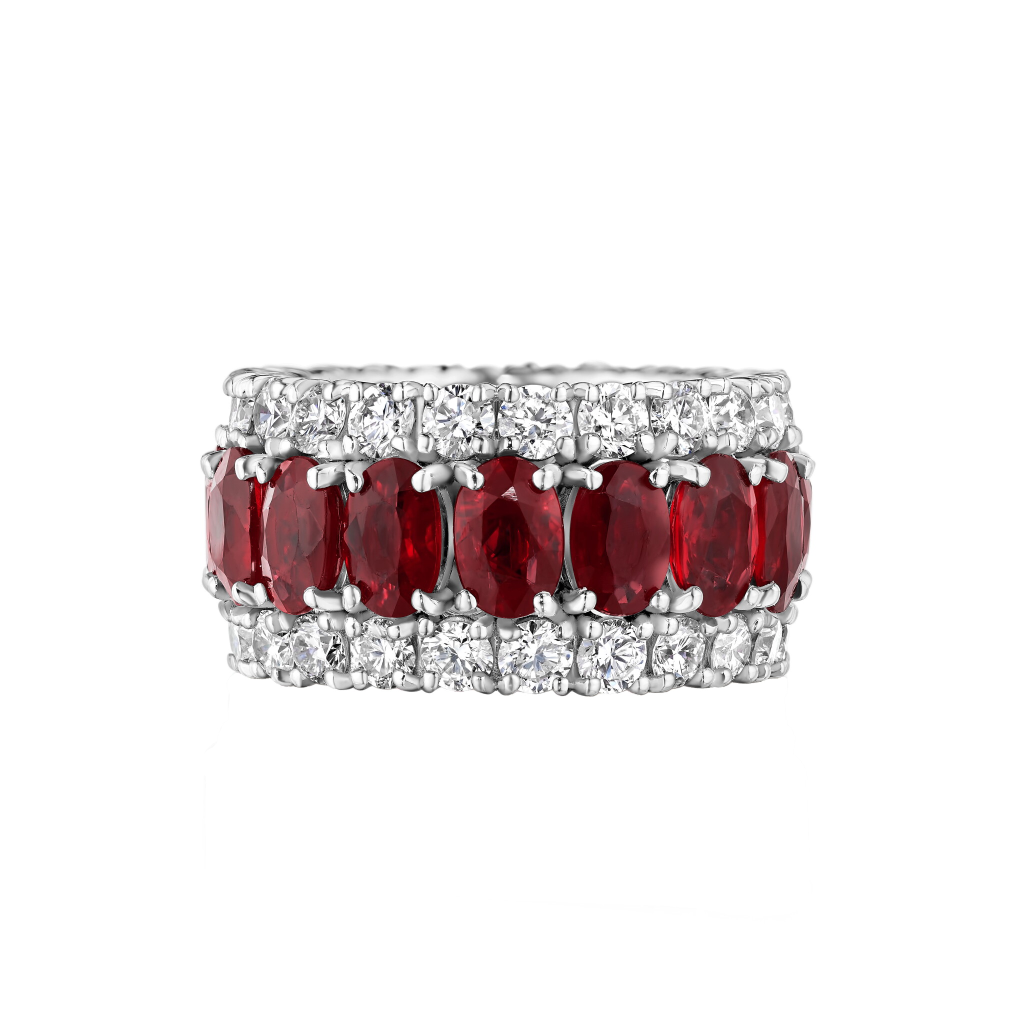 White Gold, 8.80ctw Ruby and Diamond Eternity Band Ring — view 1