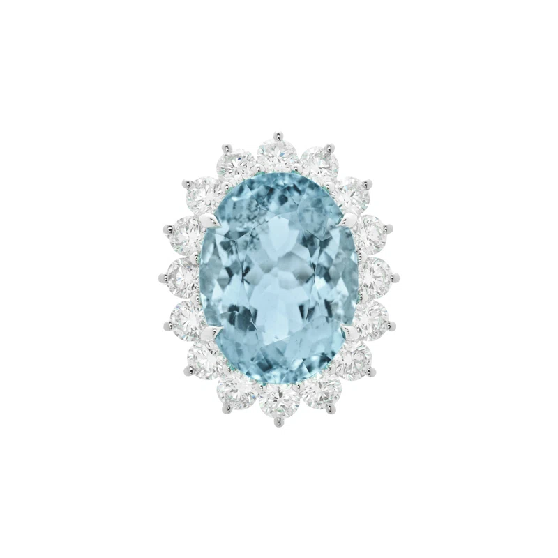 White Gold, 9.95ct Aquamarine and Diamond Ring