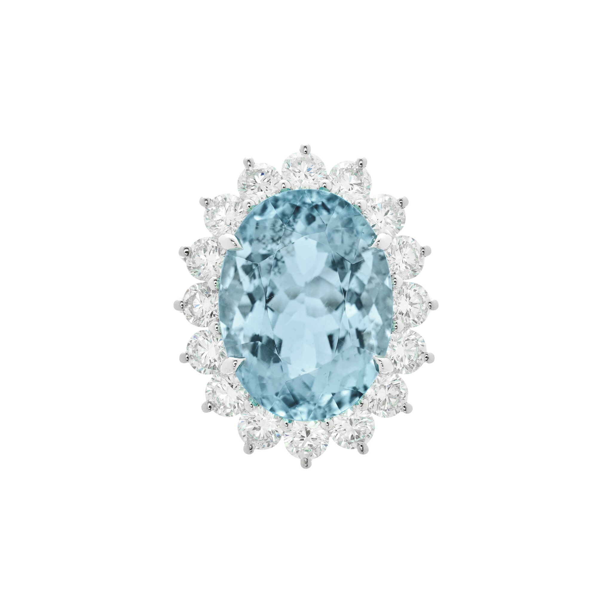 White Gold, 9.95ct Aquamarine and Diamond Ring — view 1