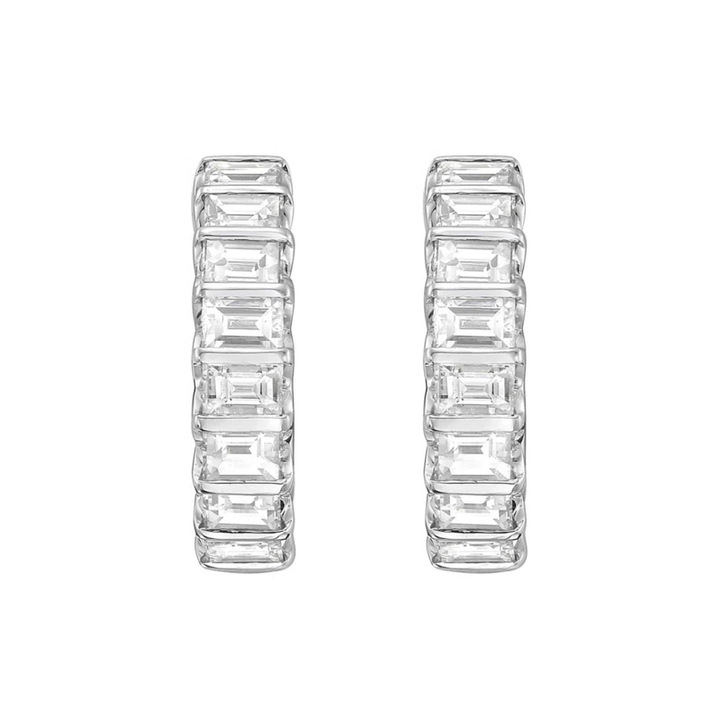 White Gold and 1.35ctw Diamond Hoop Earrings