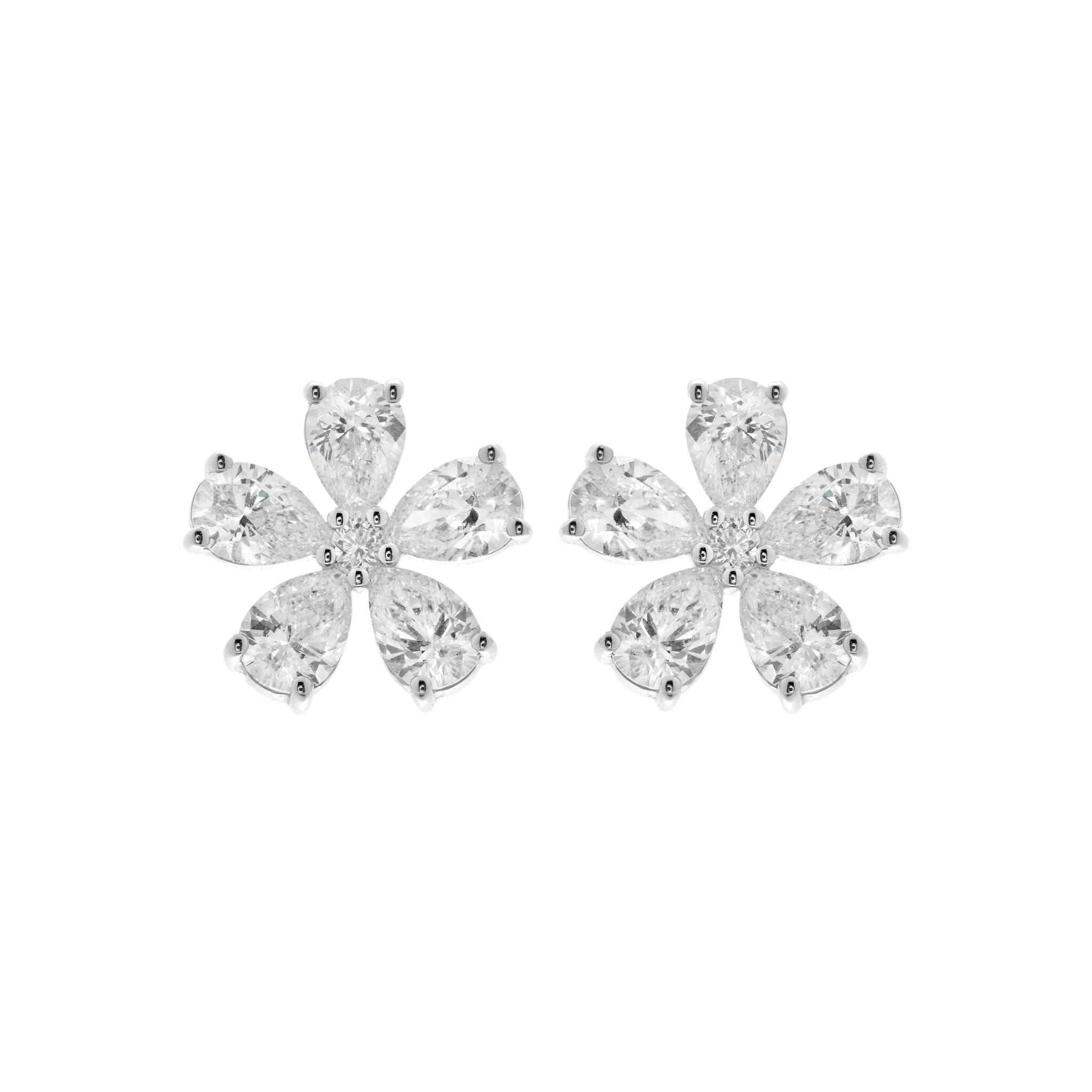 White Gold and 1.95ctw Diamond Floral Stud Earrings — view 1