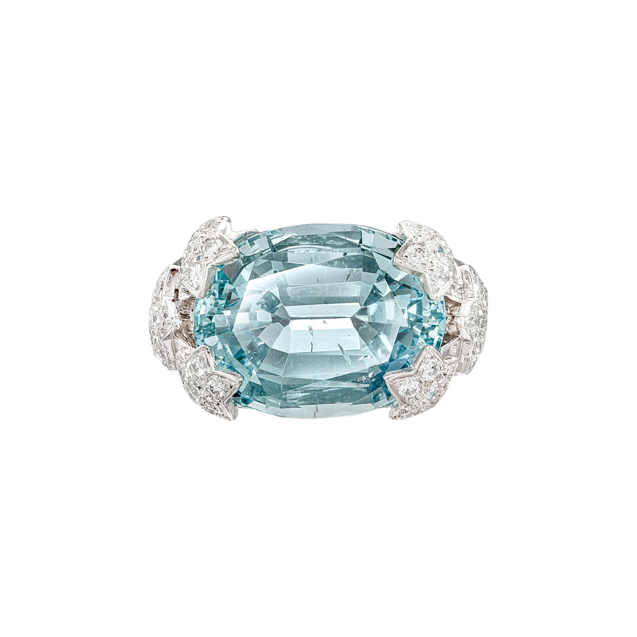 White Gold, 10.00ct Aquamarine and Diamond Ring — view 1