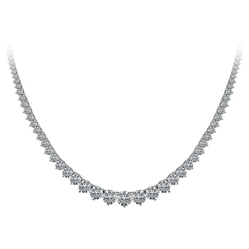 White Gold and 10.15ctw Diamond Rivière Tennis Necklace