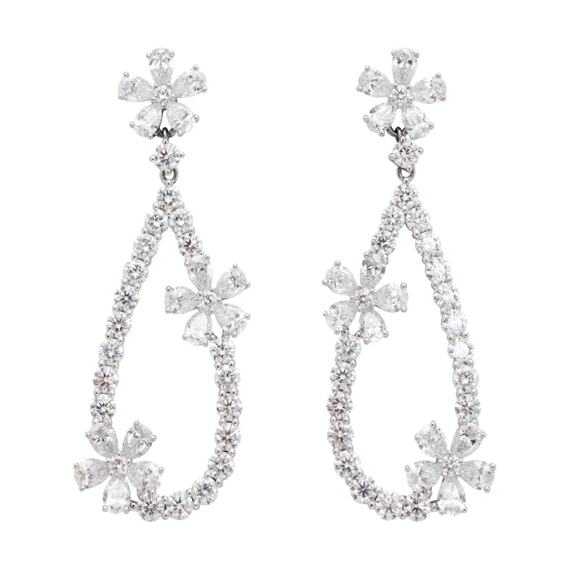 White Gold and 10.55ctw Diamond Drop Earrings