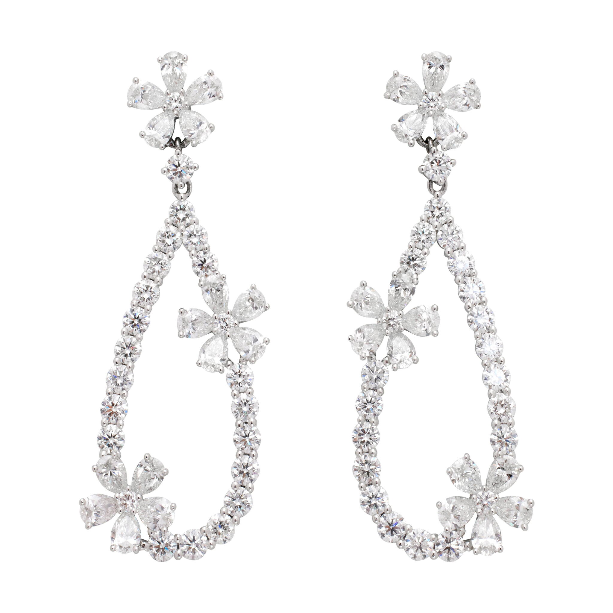 White Gold and 10.55ctw Diamond Drop Earrings — view 1