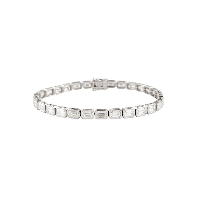 White Gold and 10.05ctw Emerald Cut Diamond Tennis Bracelet