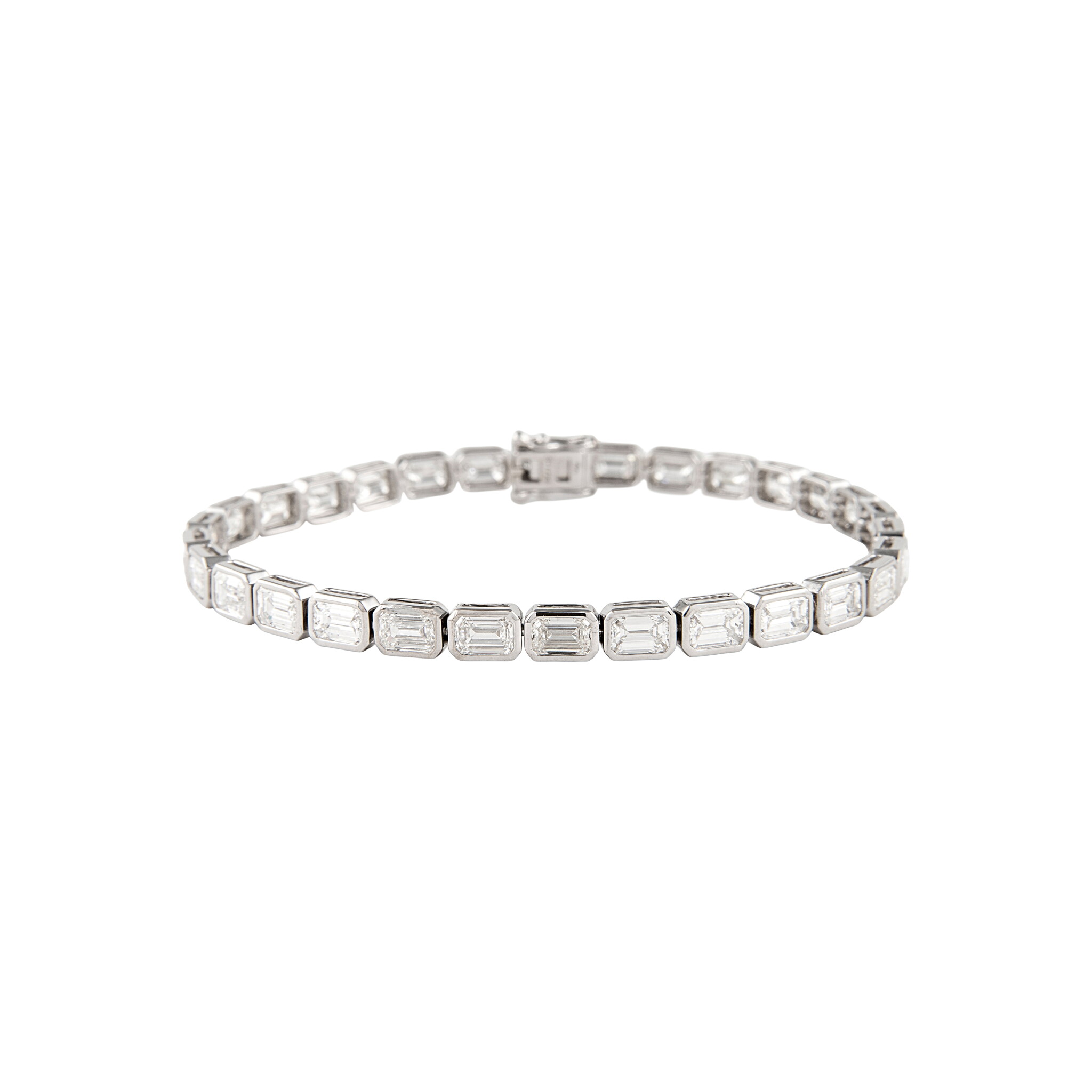 White Gold and 10.05ctw Emerald Cut Diamond Tennis Bracelet — view 1