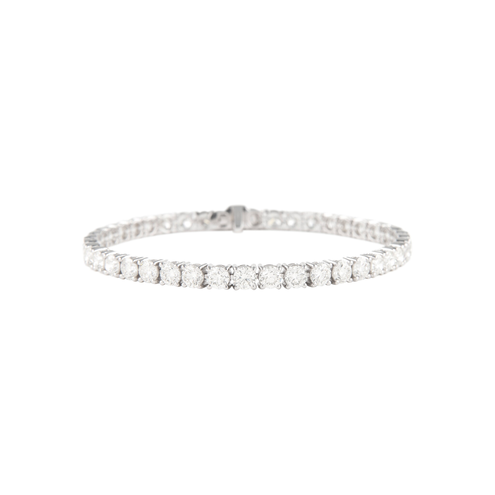 White Gold and 10.10ctw Round Brilliant Cut Diamond Tennis Bracelet  — view 1