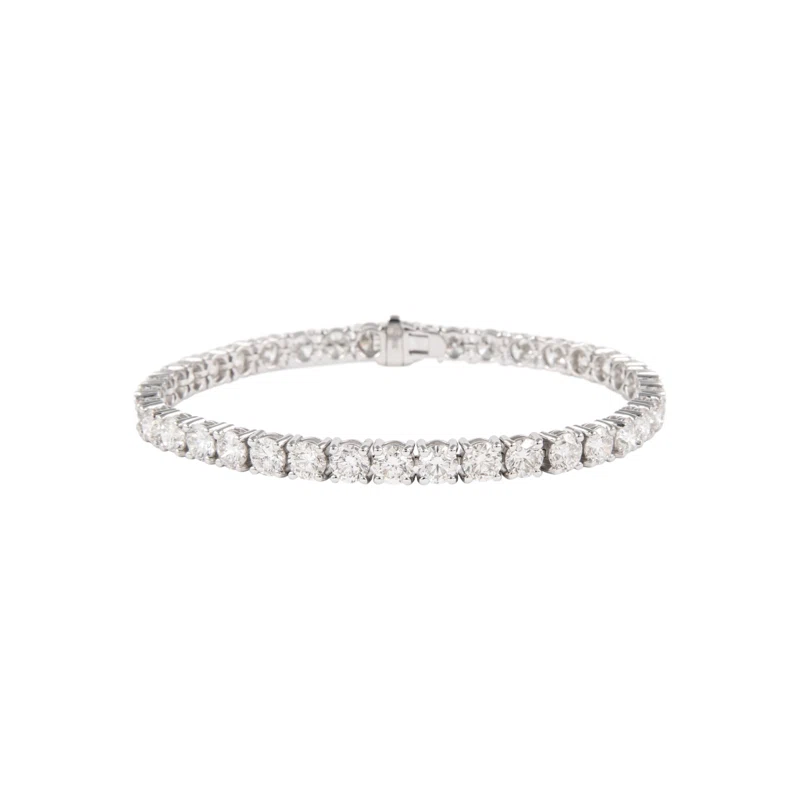 White Gold and 10.95ctw Round Brilliant Cut Diamond Tennis Bracelet 
