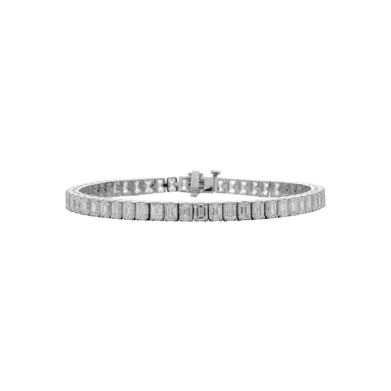 White Gold and 11.00ctw Emerald Cut Diamond Tennis Bracelet