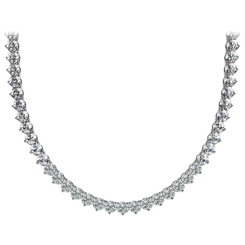 White Gold and 11.50ctw Round Brilliant Cut Diamond Tennis Necklace
