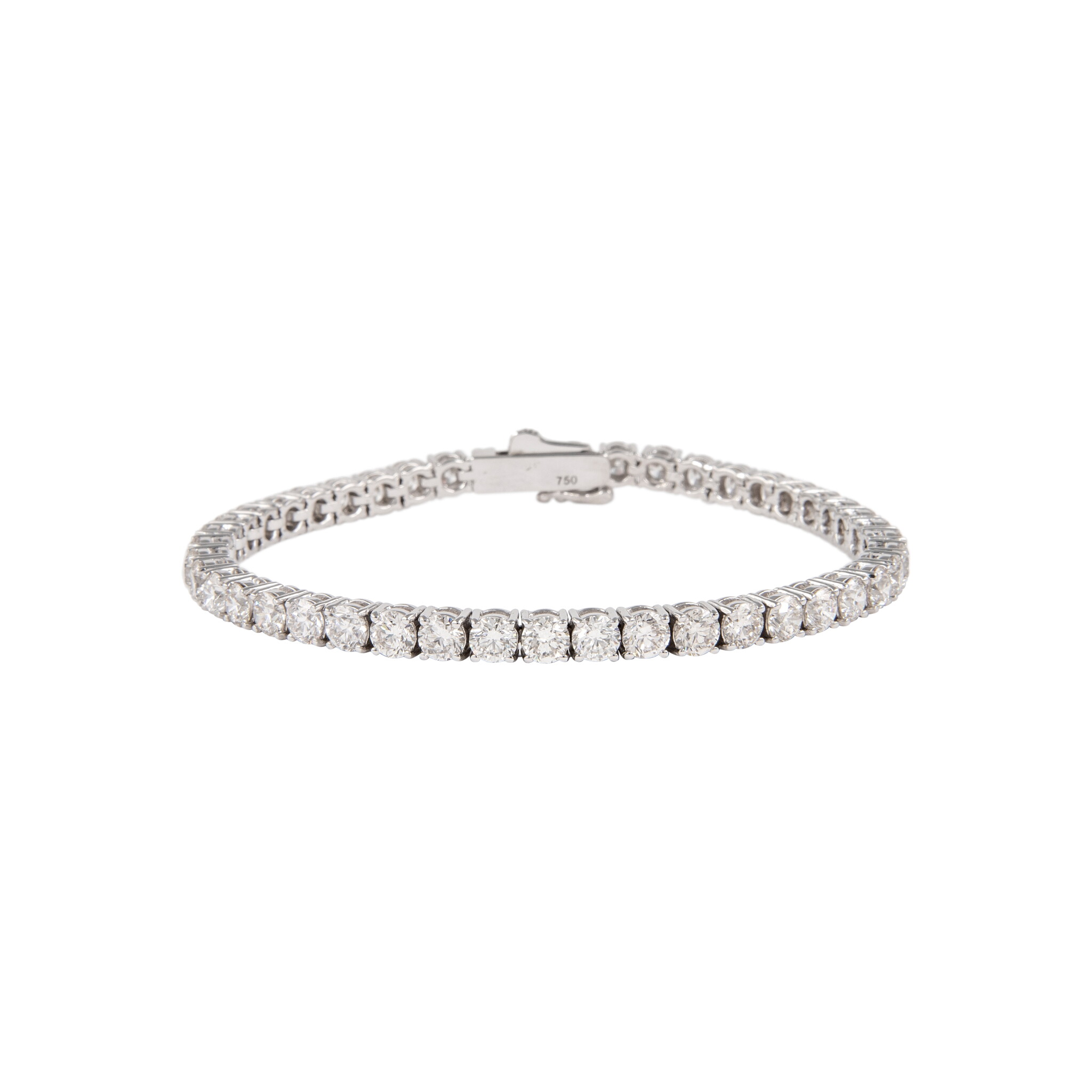 White Gold and 11.05ctw Round Brilliant Cut Diamond Tennis Bracelet — view 1