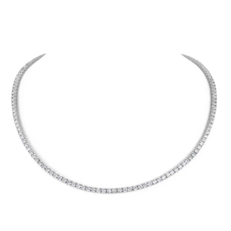 White Gold and 11.70ctw Round Brilliant Cut Diamond Tennis Necklace