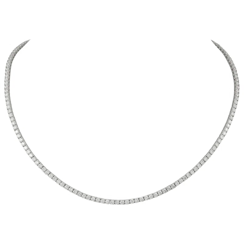 White Gold and 12.30ctw Round Brilliant Cut Diamond Tennis Necklace